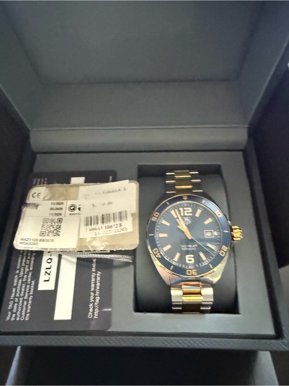 Tag Heuer Two-Tone Blue Dial Men's Watch with Gold Accents